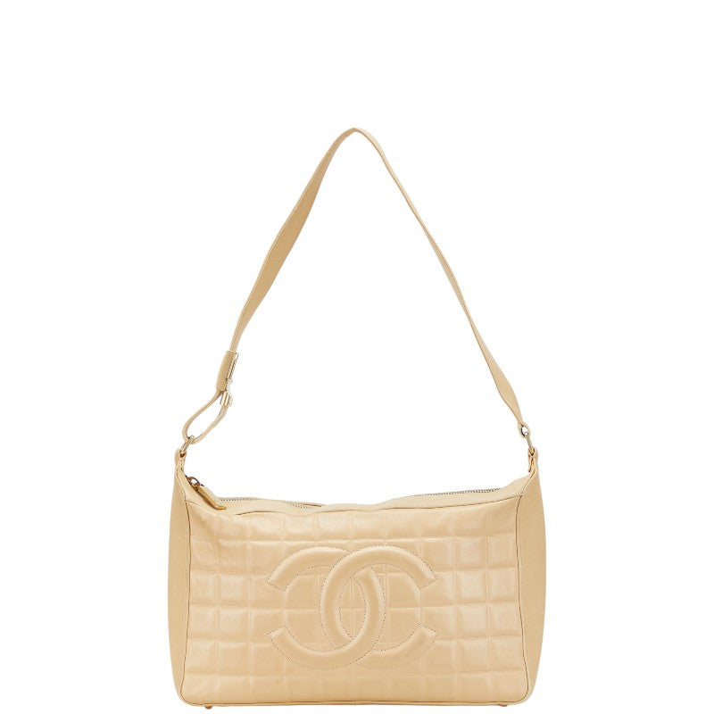 シャネル チョコバー ココマーク ショルダーバッグ ベージュ レザー レディース CHANEL 【中古】