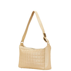 シャネル チョコバー ココマーク ショルダーバッグ ベージュ レザー レディース CHANEL 【中古】