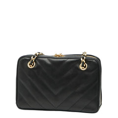 シャネル ココマーク Vステッチ チェーンショルダーバッグ ブラック ラムスキン レディース CHANEL 【中古】