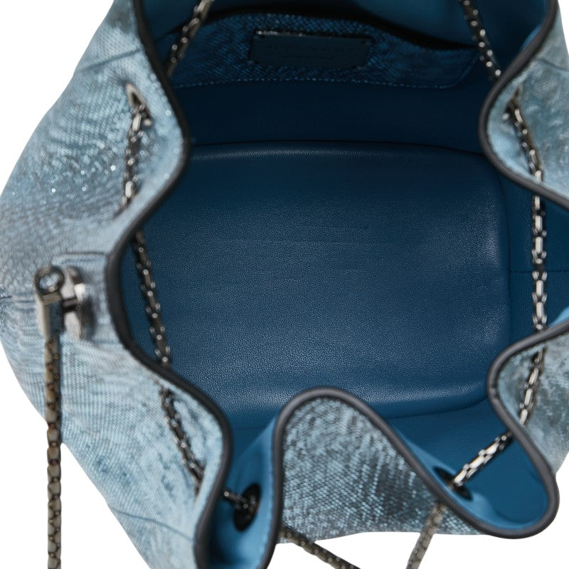 ブルガリ セルペンティフォーエバー バケットバッグ ハンドバッグ ショルダーバッグ 2WAY ブルー カルングレザー レディース BVLGARI 【中古】