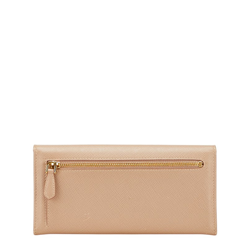 プラダ ロゴ 長財布 ベージュ サフィアーノレザー レディース PRADA 【中古】