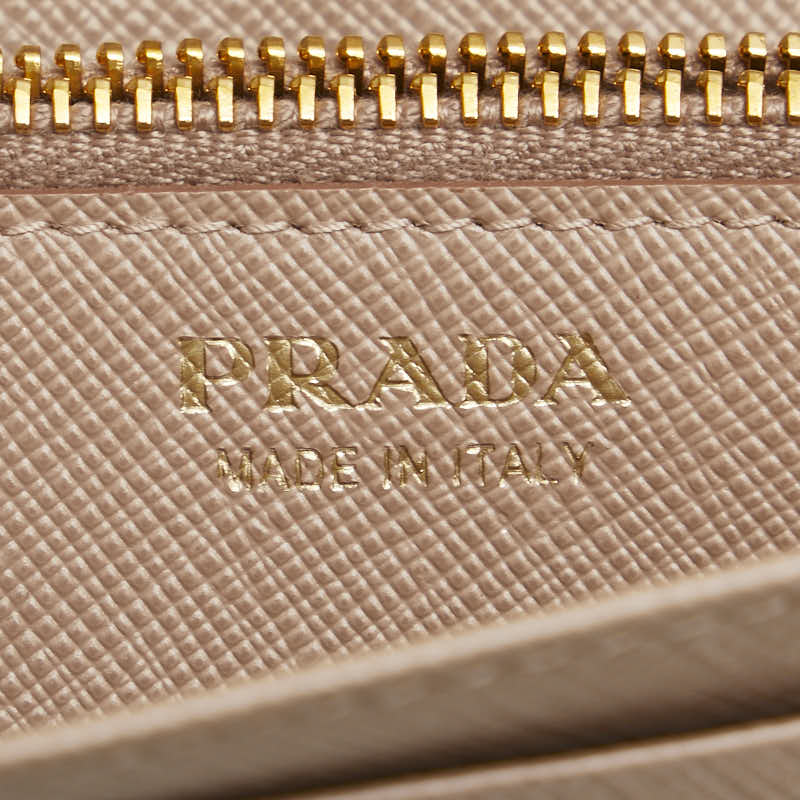 プラダ ロゴ 長財布 ベージュ サフィアーノレザー レディース PRADA 【中古】