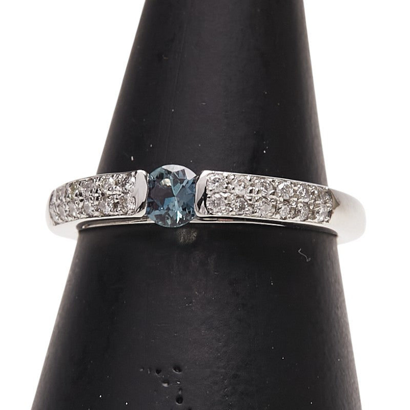 Pt900 プラチナ アレキサンドライト0.205ct ダイヤ0.14ct パヴェ リング 指輪 レディース 8号 【中古】