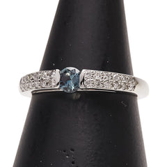 Pt900 プラチナ アレキサンドライト0.205ct ダイヤ0.14ct パヴェ リング 指輪 レディース 8号 【中古】