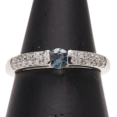 Pt900 プラチナ アレキサンドライト0.205ct ダイヤ0.14ct パヴェ リング 指輪 レディース 8号 【中古】