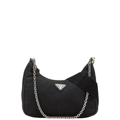 プラダ 三角ロゴプレート ポシェット ポーチ ショルダーバッグ ブラック ナイロン レディース PRADA 【中古】