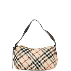 バーバリー ノバチェック ワンショルダーバッグ ベージュ ブラック ウール レザー レディース BURBERRY 【中古】