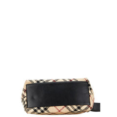 バーバリー ノバチェック ワンショルダーバッグ ベージュ ブラック ウール レザー レディース BURBERRY 【中古】