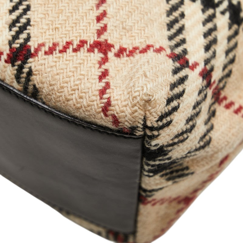 バーバリー ノバチェック ワンショルダーバッグ ベージュ ブラック ウール レザー レディース BURBERRY 【中古】