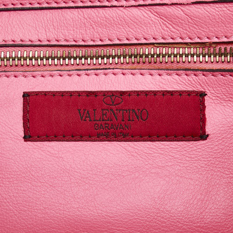 ヴァレンティノ ロックスタッズ ハンドバッグ ショルダーバッグ 2WAY ピンク レザー レディース VALENTINO 【中古】