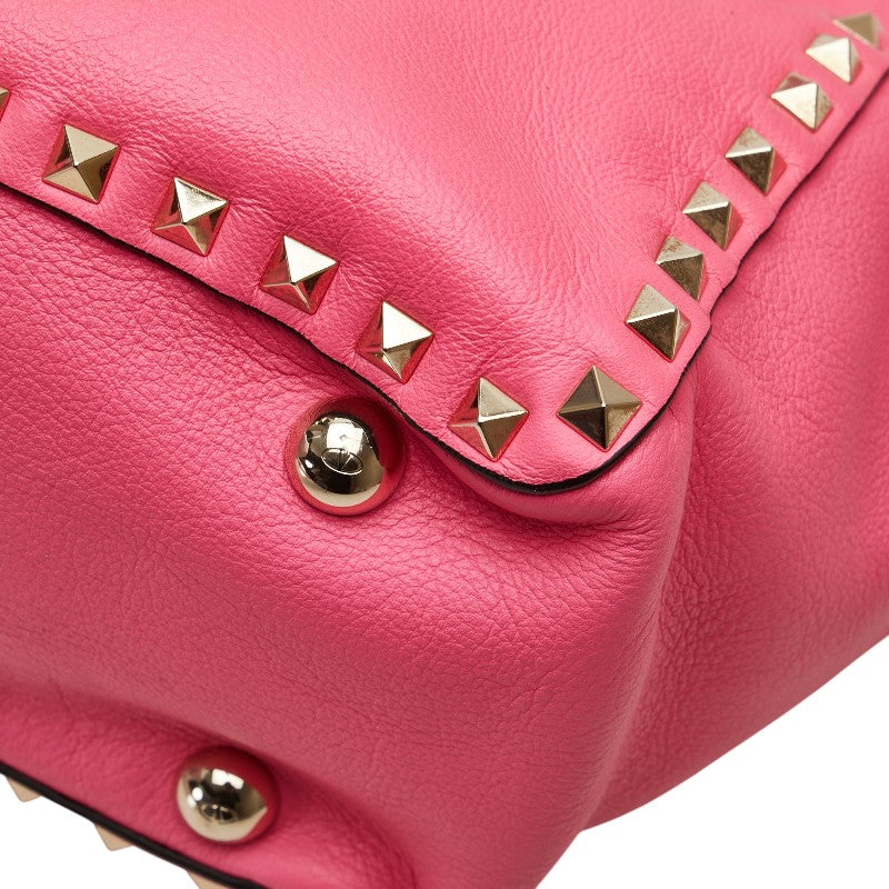 ヴァレンティノ ロックスタッズ ハンドバッグ ショルダーバッグ 2WAY ピンク レザー レディース VALENTINO 【中古】