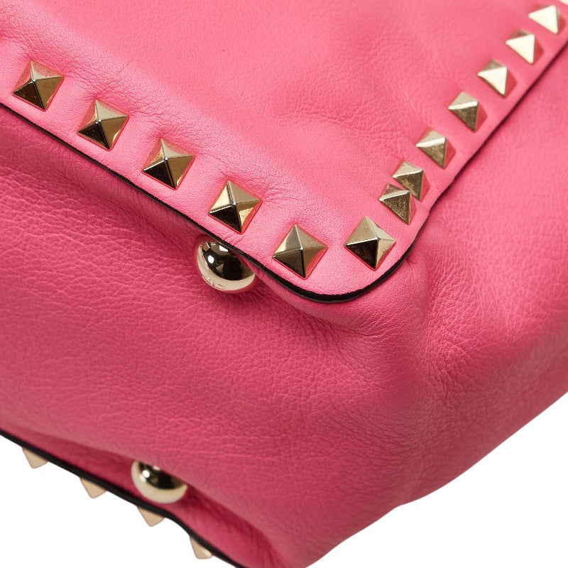 ヴァレンティノ ロックスタッズ ハンドバッグ ショルダーバッグ 2WAY ピンク レザー レディース VALENTINO 【中古】