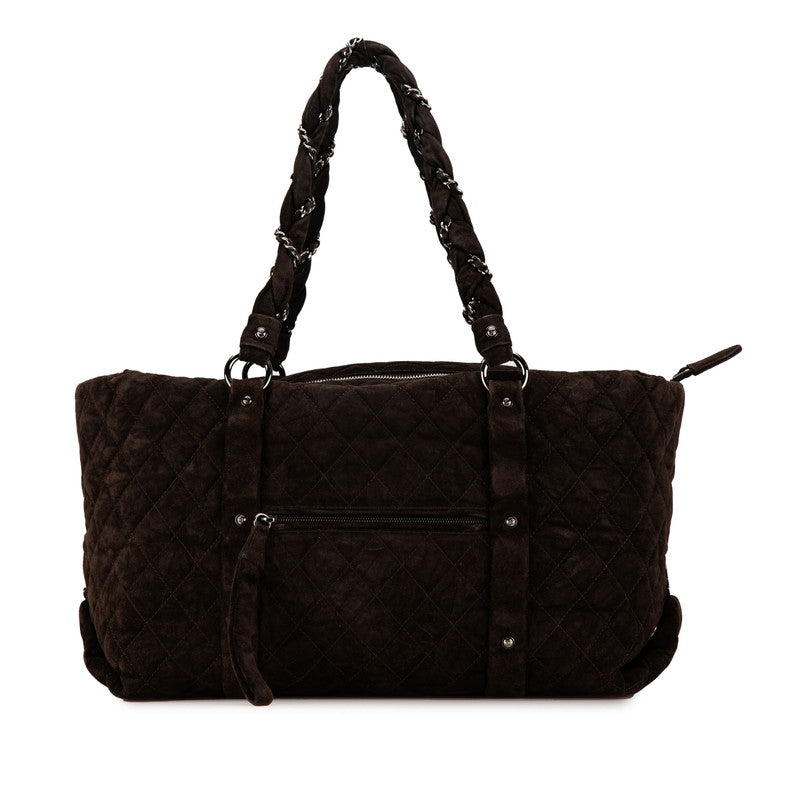 シャネル マトラッセ ココマーク トートバッグ ダークブラウン スウェード レディース CHANEL 【中古】