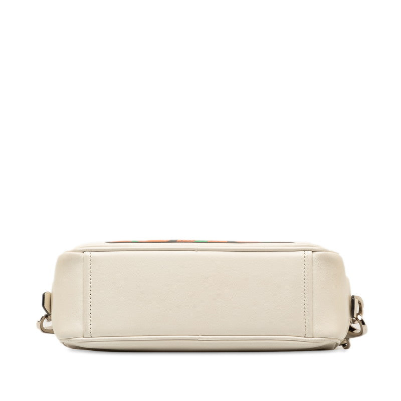 プラダ シティカーフ ヤシの木 斜め掛け ショルダーバッグ 1BH093 オフホワイト マルチカラー レザー レディース PRADA 【中古】