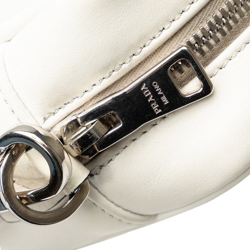 プラダ シティカーフ ヤシの木 斜め掛け ショルダーバッグ 1BH093 オフホワイト マルチカラー レザー レディース PRADA 【中古】