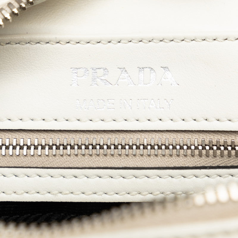 プラダ シティカーフ ヤシの木 斜め掛け ショルダーバッグ 1BH093 オフホワイト マルチカラー レザー レディース PRADA 【中古】