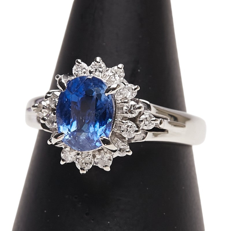 Pt900 プラチナ サファイア1.90ct ダイヤ0.30ct リング 指輪 レディース 12号 【中古】