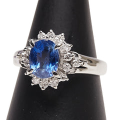 Pt900 プラチナ サファイア1.90ct ダイヤ0.30ct リング 指輪 レディース 12号 【中古】