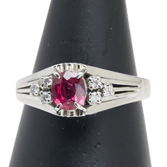 Pt900 プラチナ ルビー0.71ct ダイヤ0.12ct リング 指輪 レディース 18.5号 【中古】
