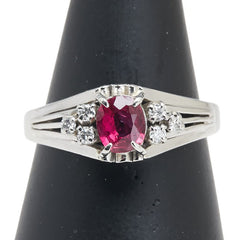 Pt900 プラチナ ルビー0.71ct ダイヤ0.12ct リング 指輪 レディース 18.5号 【中古】