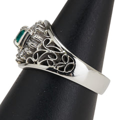 Pt900 プラチナ エメラルド0.33ct ダイヤ0.22ct リング 指輪 レディース 16.5号 【中古】