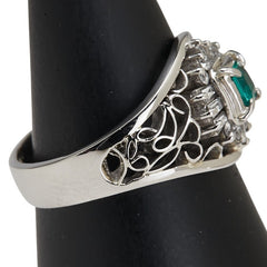 Pt900 プラチナ エメラルド0.33ct ダイヤ0.22ct リング 指輪 レディース 16.5号 【中古】