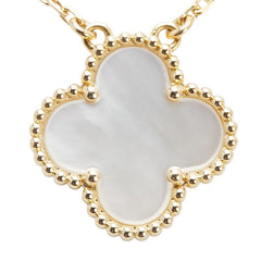 K18YG イエローゴールド シェル クローバー モチーフ ペンダントネックレス レディース 【中古】