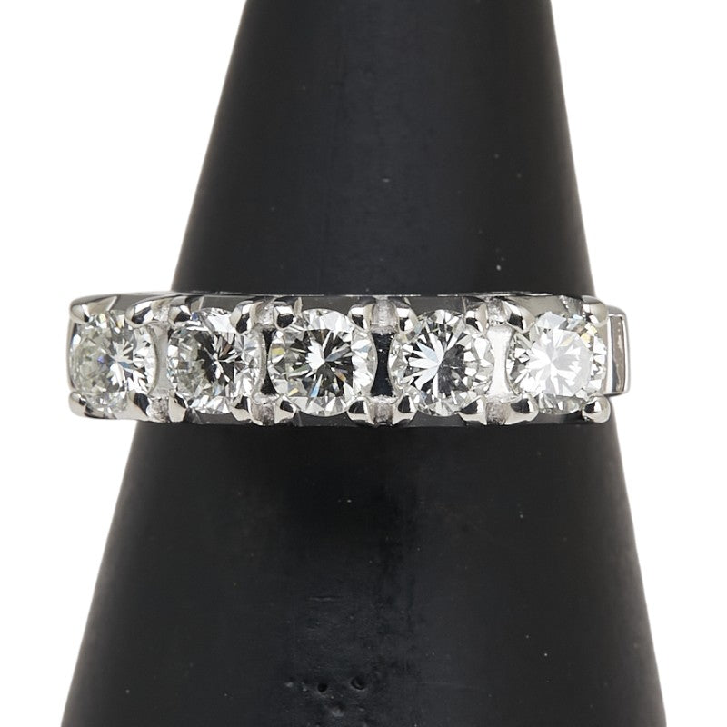 Pt900 プラチナ ダイヤ0.69ct 一文字 リング 指輪 レディース 8号 【中古】