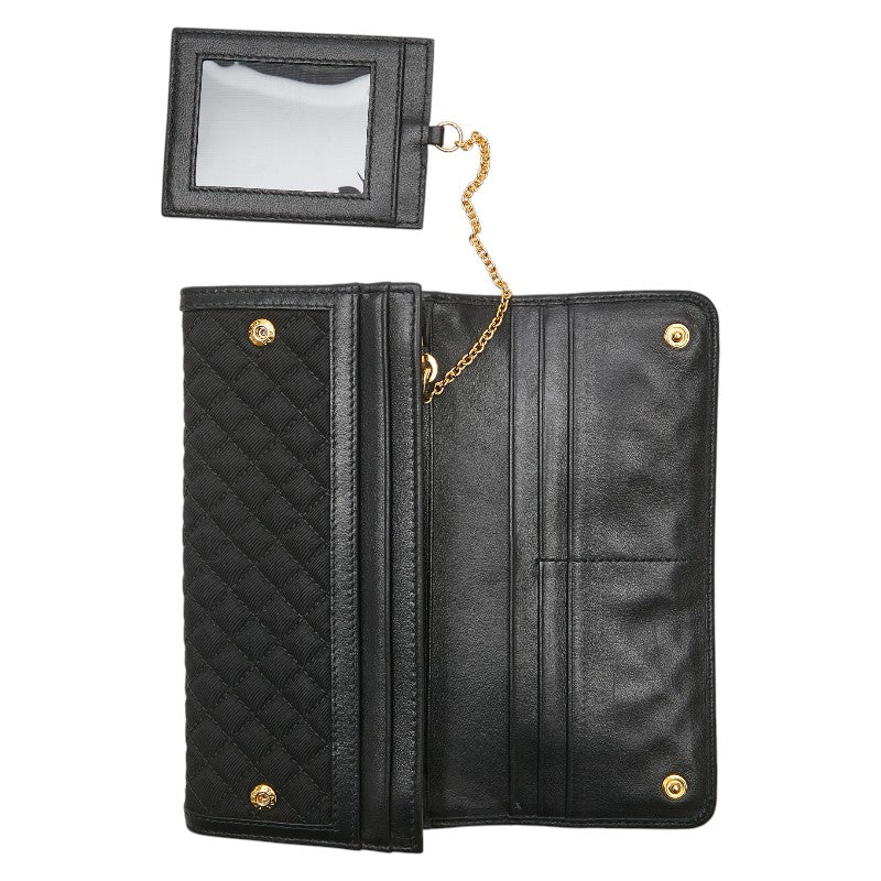 プラダ キルティング 長財布 ブラック ナイロン レザー レディース PRADA 【中古】