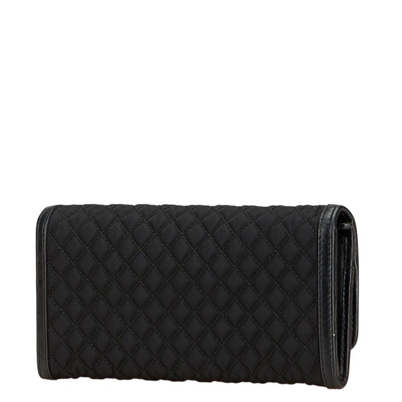 プラダ キルティング 長財布 ブラック ナイロン レザー レディース PRADA 【中古】