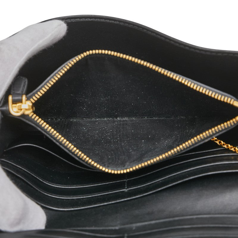 プラダ キルティング 長財布 ブラック ナイロン レザー レディース PRADA 【中古】