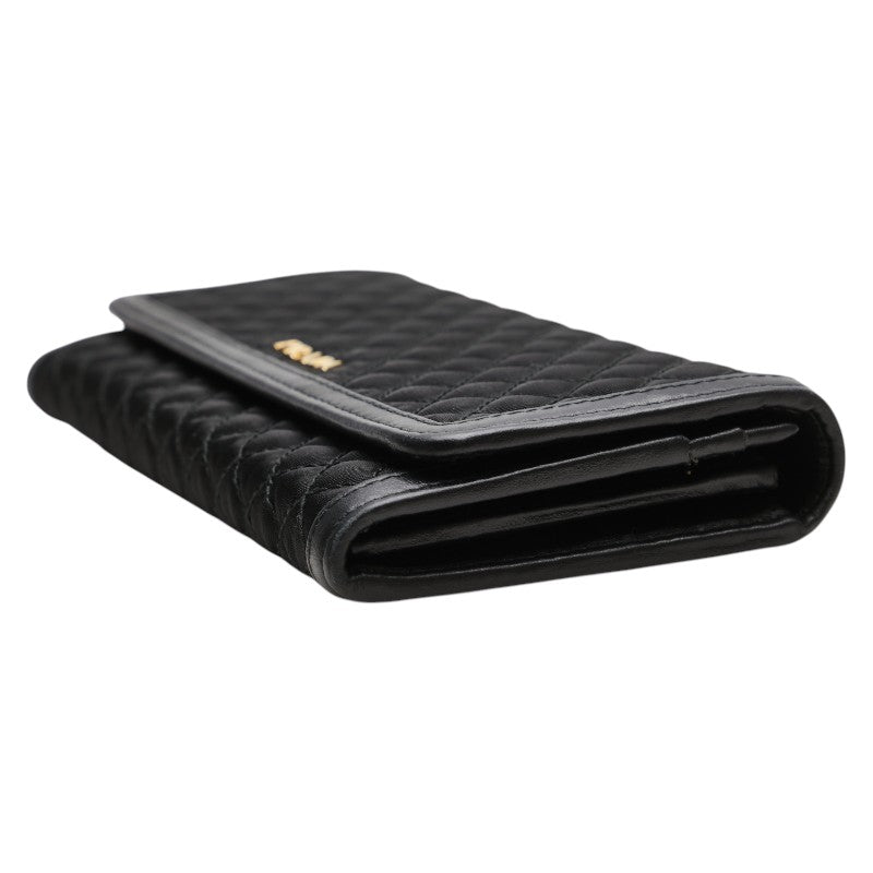 プラダ キルティング 長財布 ブラック ナイロン レザー レディース PRADA 【中古】