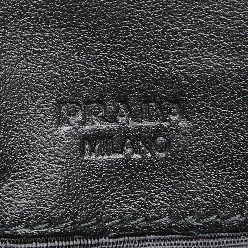 プラダ キルティング 長財布 ブラック ナイロン レザー レディース PRADA 【中古】