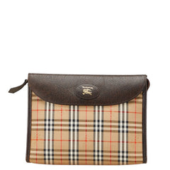 バーバリー ノバチェック シャドーホース クラッチバッグ セカンドバッグ ベージュ マルチカラー キャンバス レザー レディース BURBERRY 【中古】