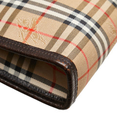 バーバリー ノバチェック シャドーホース クラッチバッグ セカンドバッグ ベージュ マルチカラー キャンバス レザー レディース BURBERRY 【中古】