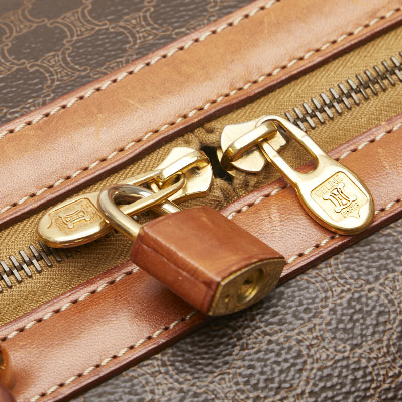 セリーヌ マカダム ハンドバッグ ボストンバッグ ブラウン PVC レザー レディース CELINE 【中古】