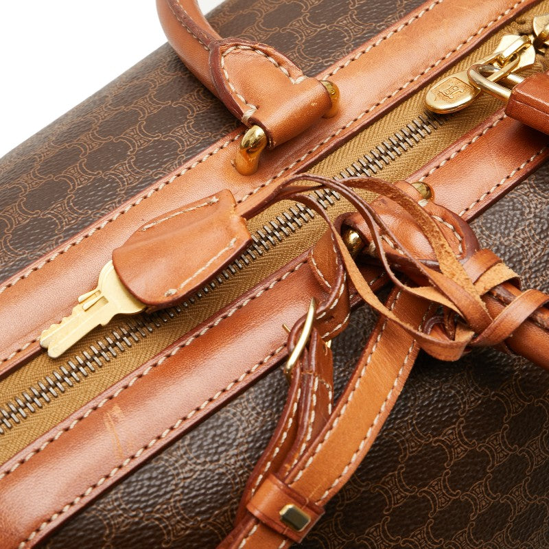 セリーヌ マカダム ハンドバッグ ボストンバッグ ブラウン PVC レザー レディース CELINE 【中古】