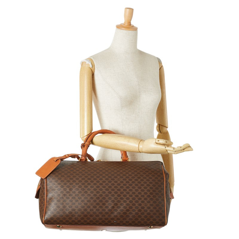 セリーヌ マカダム ハンドバッグ ボストンバッグ ブラウン PVC レザー レディース CELINE 【中古】