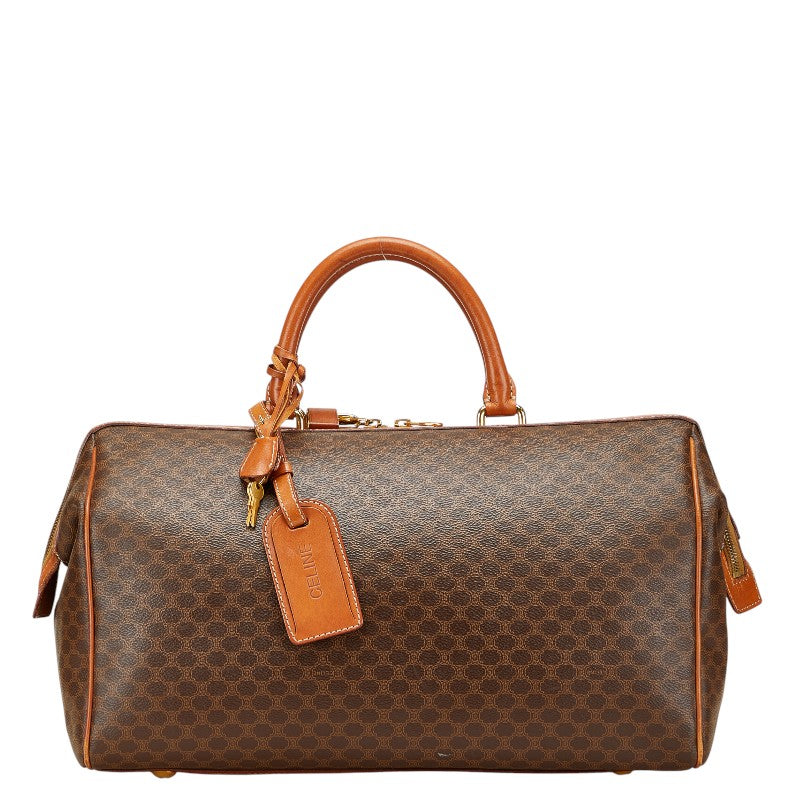 セリーヌ マカダム ハンドバッグ ボストンバッグ ブラウン PVC レザー レディース CELINE 【中古】