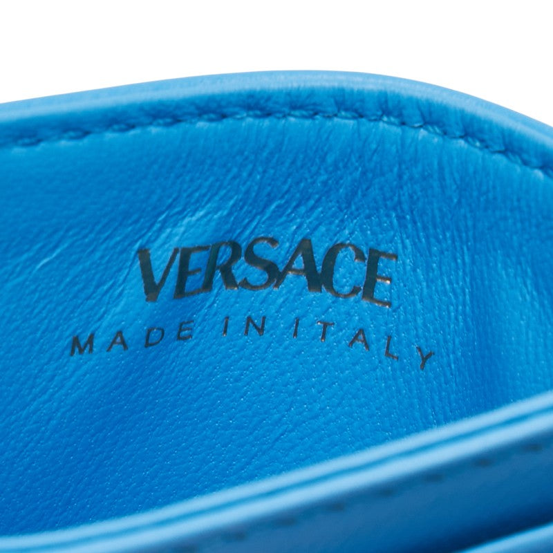 ヴェルサーチェ メデューサ カードケース ブルー レザー レディース VERSACE 【中古】