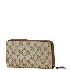 グッチ GGスプリーム 長財布 473953 ベージュ ブラウン PVC レザー レディース GUCCI 【中古】