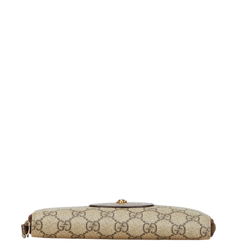 グッチ GGスプリーム 長財布 473953 ベージュ ブラウン PVC レザー レディース GUCCI 【中古】