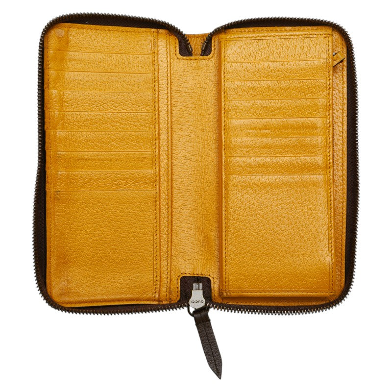 グッチ GGスプリーム 長財布 473953 ベージュ ブラウン PVC レザー レディース GUCCI 【中古】