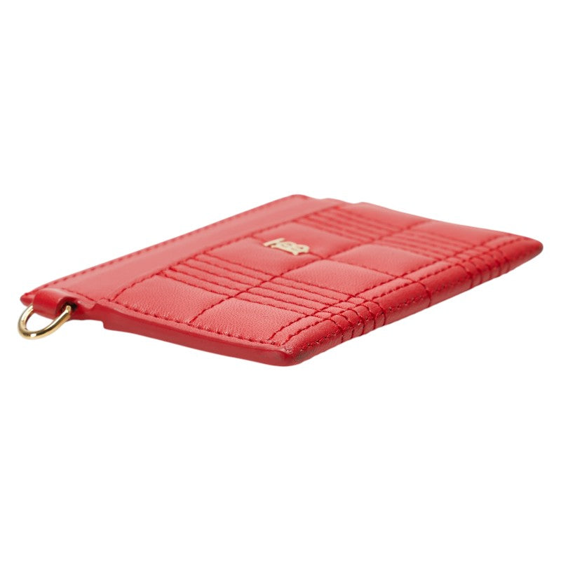 バーバリー TB モノグラム キルティング カードケース レッド ゴールド レザー レディース BURBERRY 【中古】