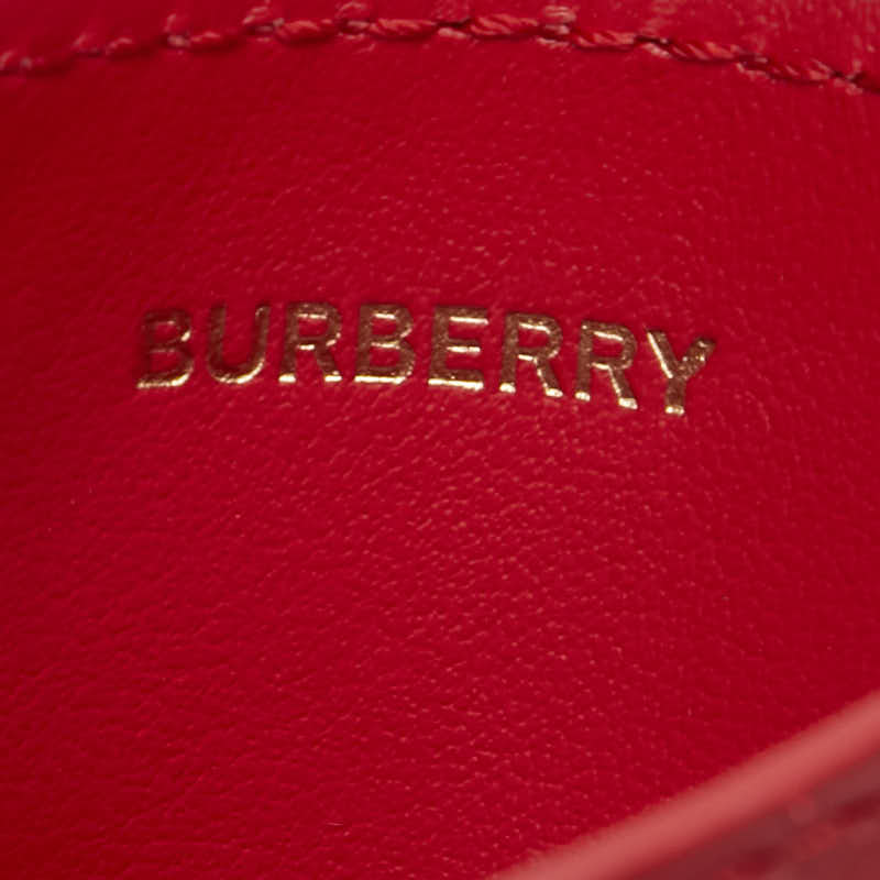 バーバリー TB モノグラム キルティング カードケース レッド ゴールド レザー レディース BURBERRY 【中古】