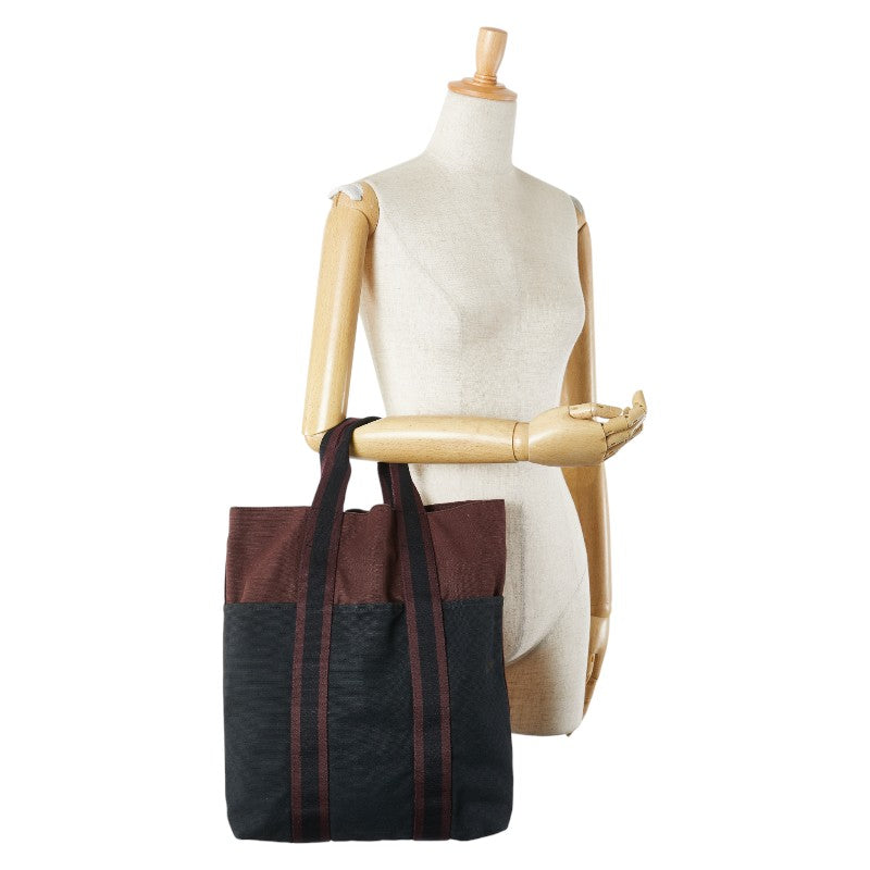 エルメス フールトゥカバス トートバッグ ハンドバッグ ブラック ボルドー キャンバス レディース HERMES 【中古】