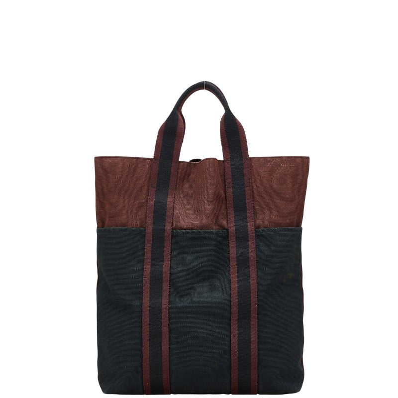 エルメス フールトゥカバス トートバッグ ハンドバッグ ブラック ボルドー キャンバス レディース HERMES 【中古】