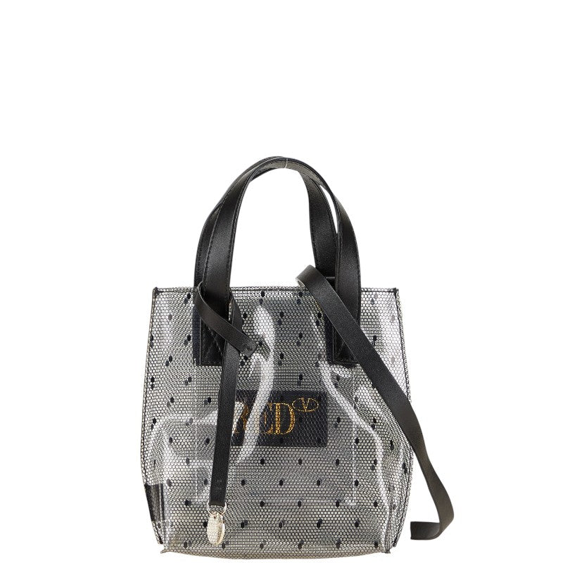 ヴァレンティノ ポワンデスプリ ハンドバッグ ショルダーバッグ 2WAY ブラック クリア ビニール レザー レディース VALENTINO 【中古】
