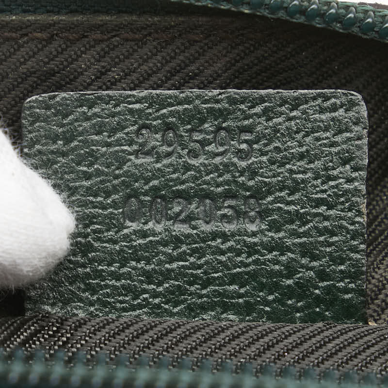 グッチ GGキャンバス ポーチ 29595 ベージュ グリーン キャンバス レザー レディース GUCCI 【中古】