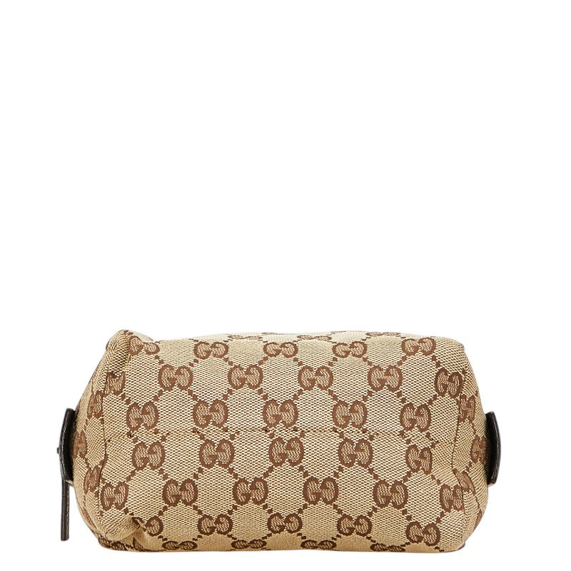 グッチ GGキャンバス ポーチ 29595 ベージュ グリーン キャンバス レザー レディース GUCCI 【中古】